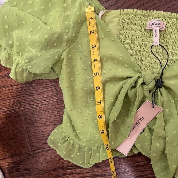 🧁BCBGeneration Puff Sleeve Tie Top Coquette Farm Boho Hippie Cottagecore Spring - Picture 12 of 12